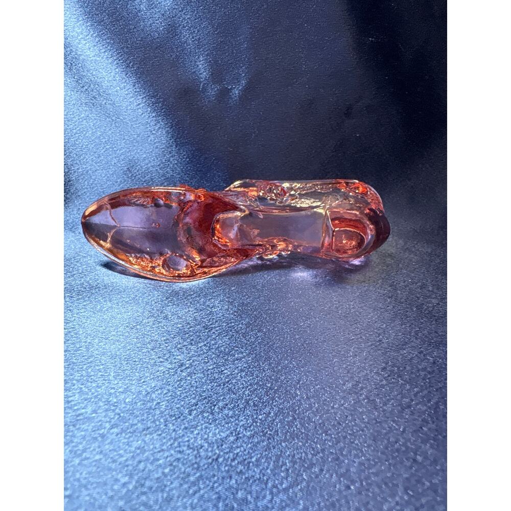 Vintage Fenton Pink Cabbage Roll Pattern Glass Boot - Picture 7 of 7